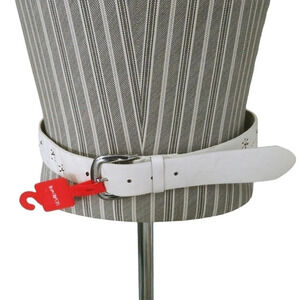 Le Grenier Studded Engraved Belt Faux Leather Warm White Floral  S